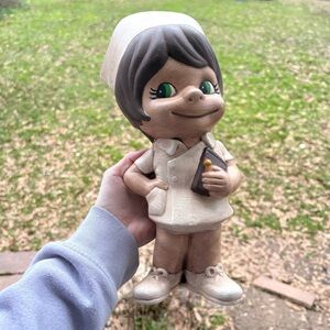 Vintage Atlantic Mold Nurse Green Eye Ceramic Hand Painted Figure 1970s 11.5”
